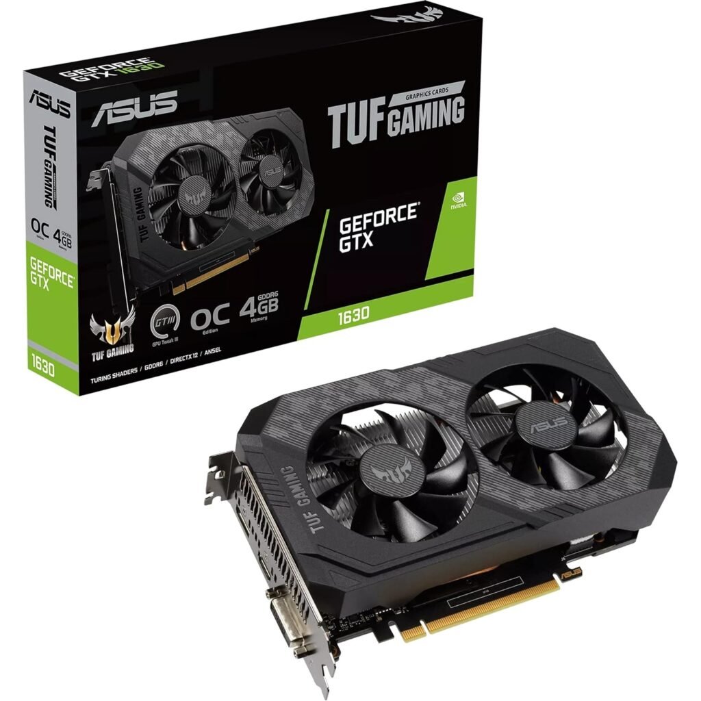 ASUS TUF Gaming GeForce GTX 1630 OC Edition GPU with 4GB GDDR6, IP5X dust resistance, HDMI/DisplayPort/DVI-D ports
