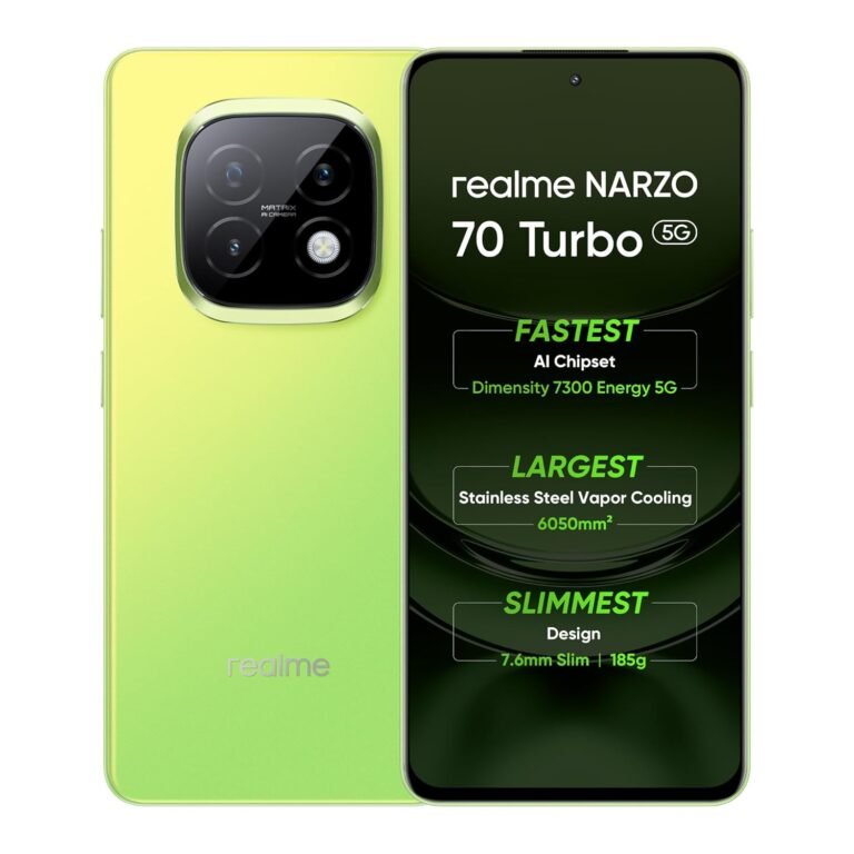 realme NARZO 70 Turbo 5G 8GB RAM,128GB Storag Dimensity 7300 Energy 5G Chipset, Fastest chipset in this segment, dominate your games with an unprecedented 750000 AnTuTu score